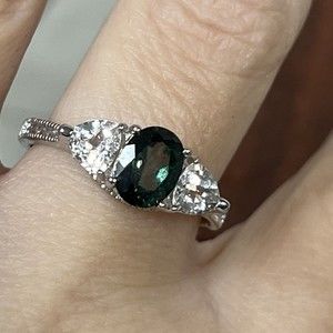 Vintage Nataliya V. Collister .925 Silver Green Gemstone CZ Ring Size 10 NVC